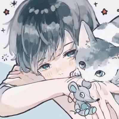 情侣头像一男一女抱猫卡通 第1张